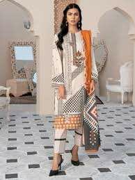 Cotton lawn three piece suit