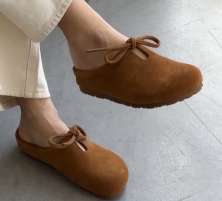 КЛОГИ из натуральной кожи и замши с бантиком