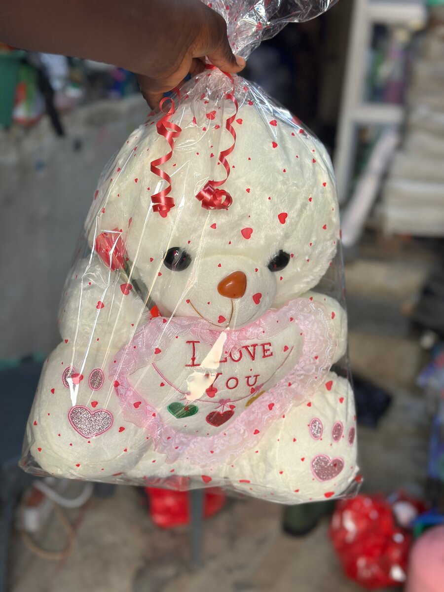 Ours en peluche blanc 'I love you'