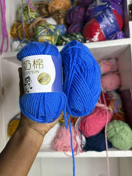 Laine coton bleu