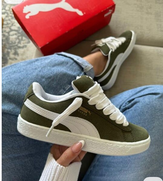 Baskets en daim vert Puma