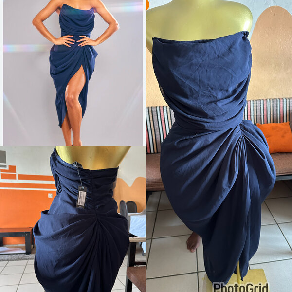 Robe à fronces bleue glamour