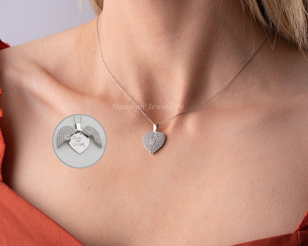 Collier Cœur Ailé Éclatant