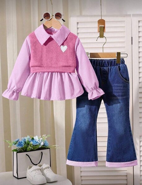 Ensemble fille rose et jean