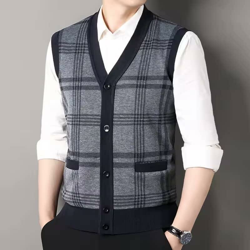 Gilet en maille à carreaux