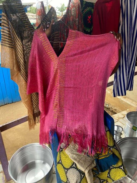 Poncho en Coton Avec Franges