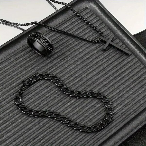 Set de bijoux en acier noir