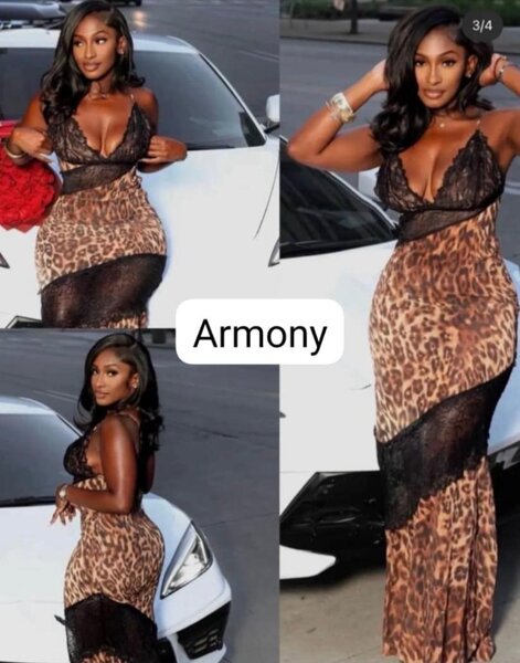 Robe longue imprimé léopard et dentelle Armony