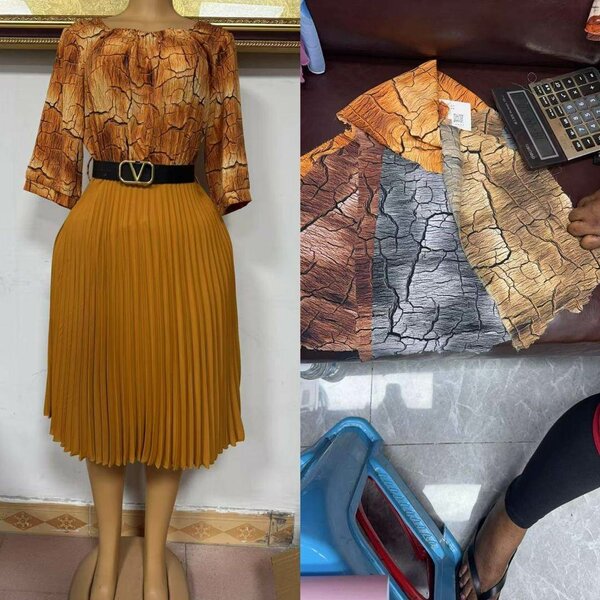 Robe plissée imprimée chic