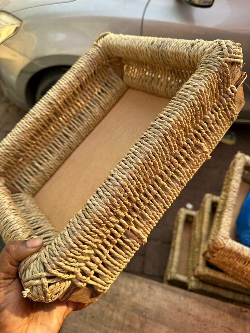 Panier rectangulaire en rotin