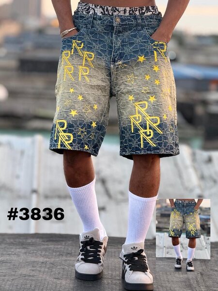 Shorts en denim graffiti homme