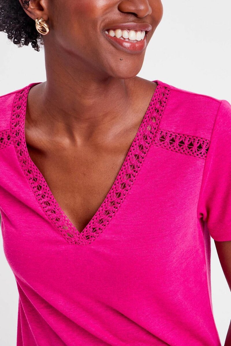 T-shirt crocheté fuschia femme