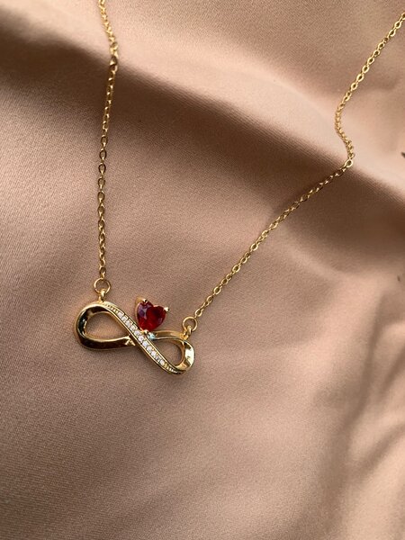 Red infinity pendant necklace