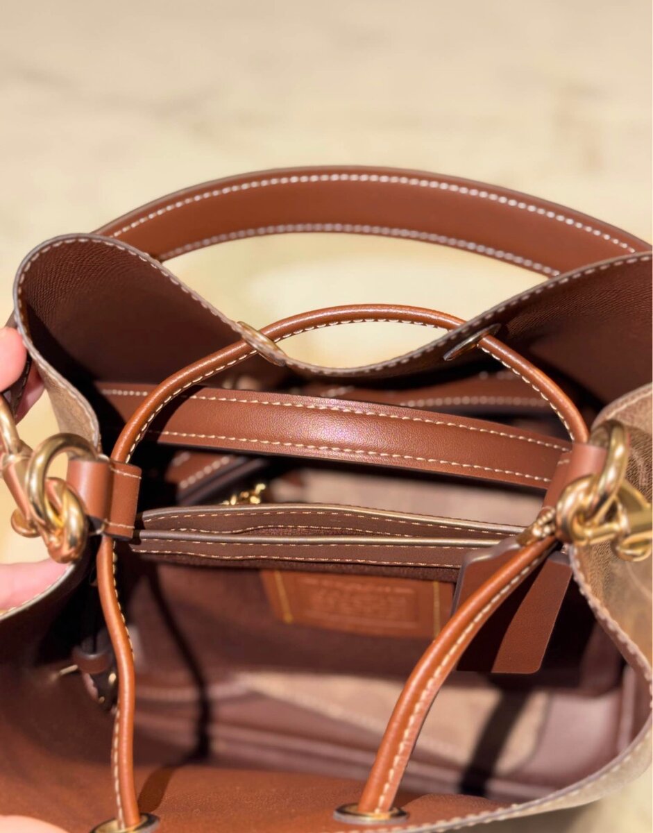 Sac à main en toile Coach marron clair