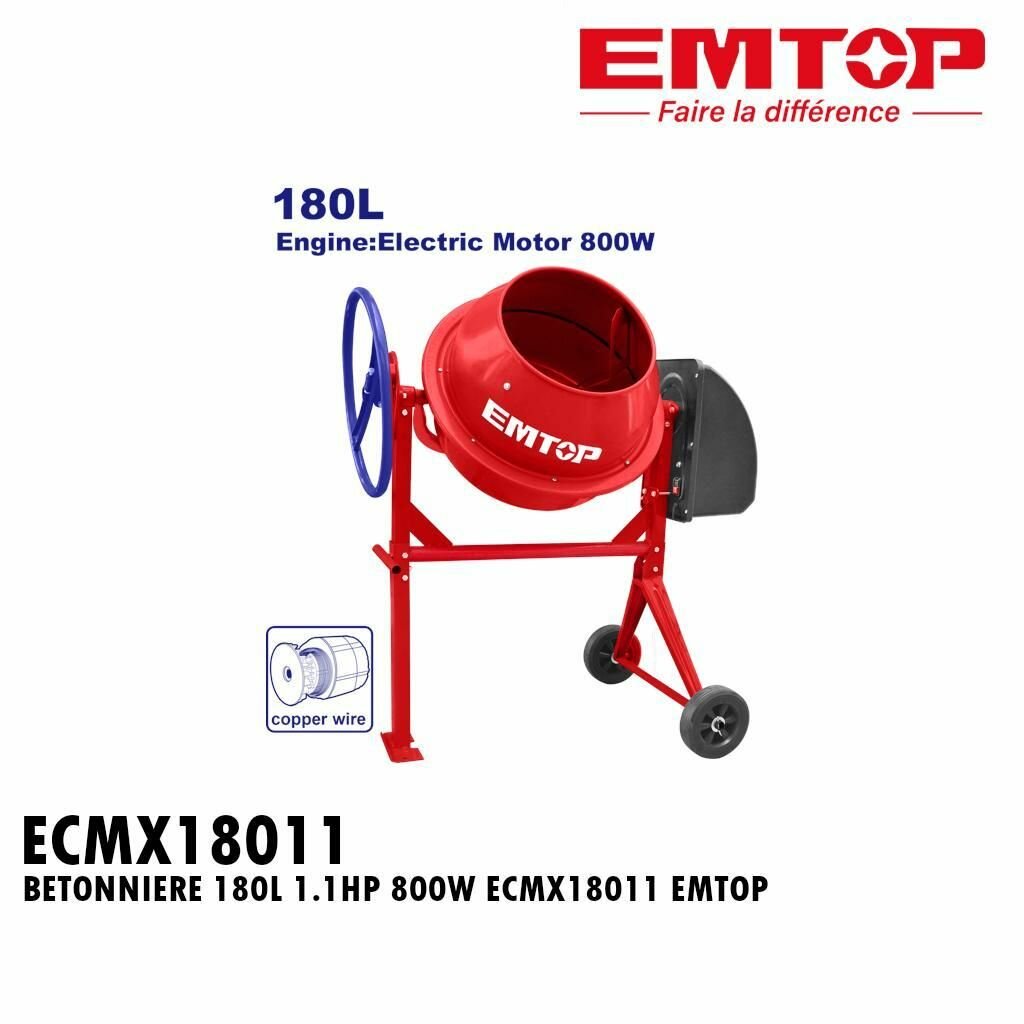 Bétonnière EMPTOP 350L 9HP