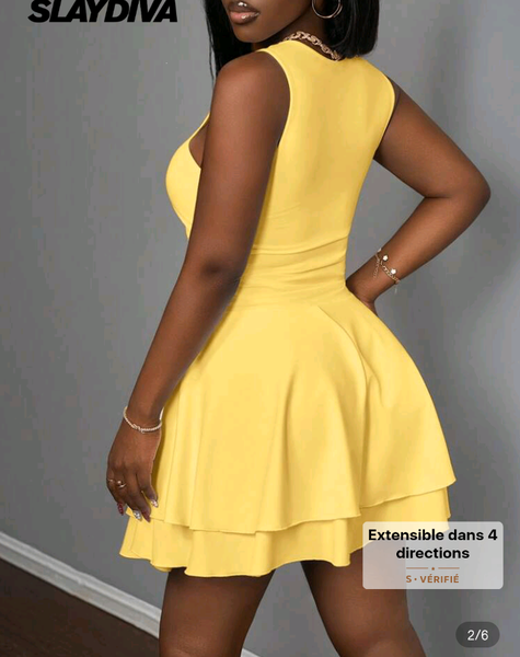 Robe Jaune Extensible Élégante