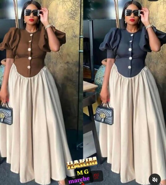 Robe élégante à boutons contrastés