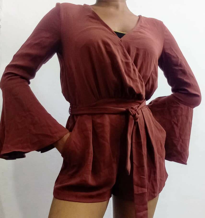 Combishort élégant marron