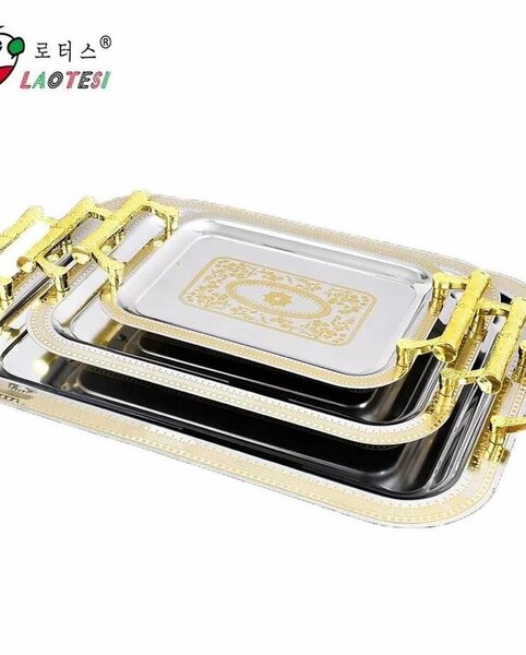 Stainless steel 3 in 1 serving trays
