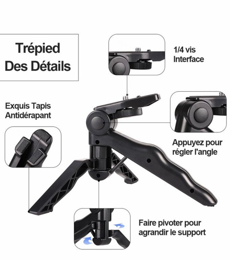 Support de trépied téléphone+lumière led