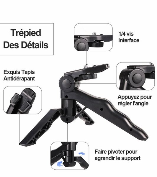 Support de trépied téléphone+lumière led