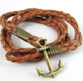 Best Qualtiy New Boat Wheel Brown Leather Bracelet