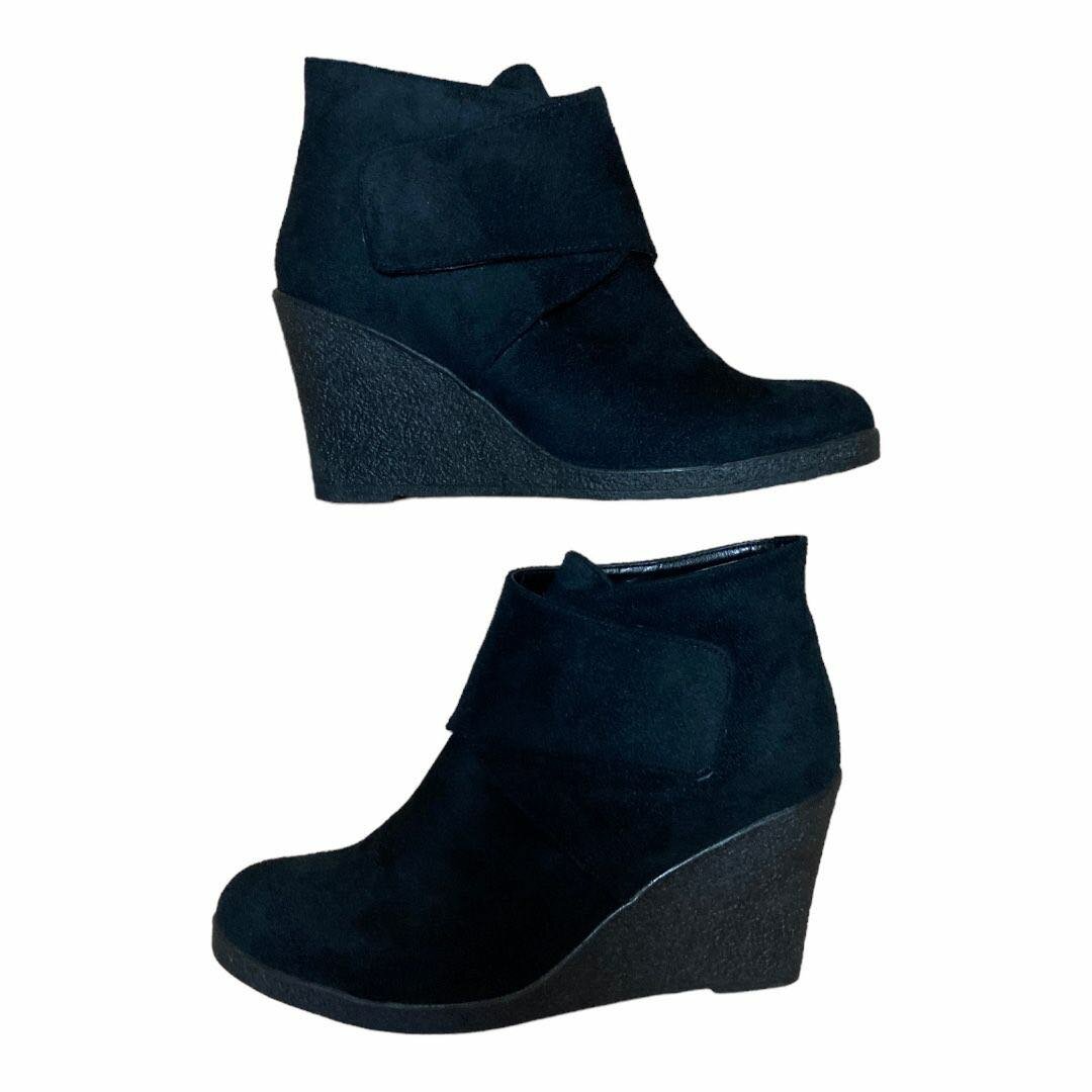 Черные замшевые ботильоны на танкетке 37 размера