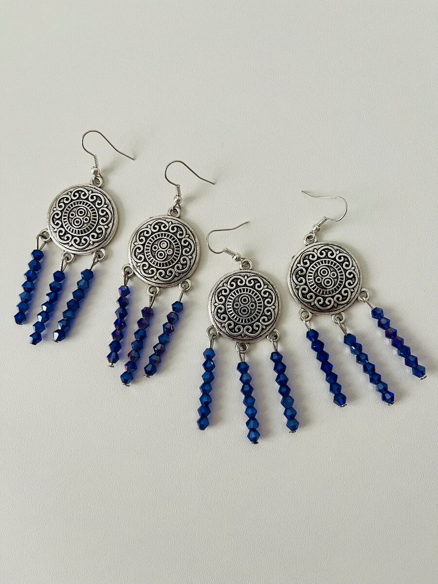 Серьги в этно стиле, ручной работы