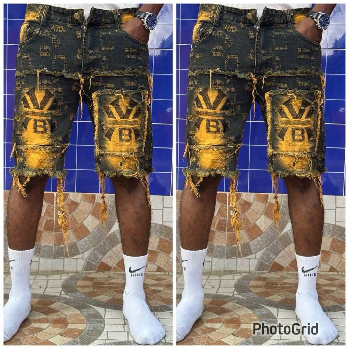 Shorts en denim déchiré homme