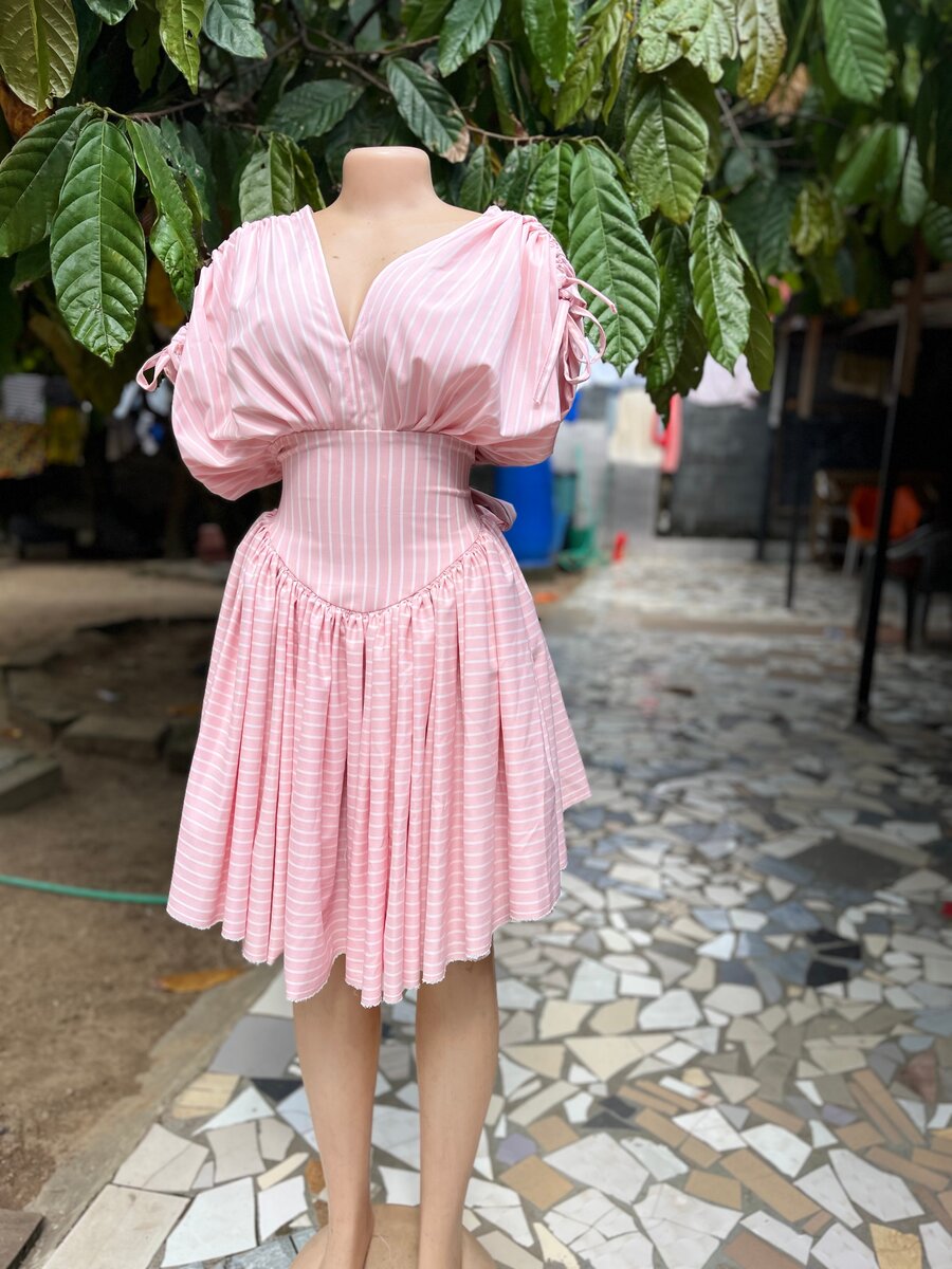 Robe évasée rayée chic