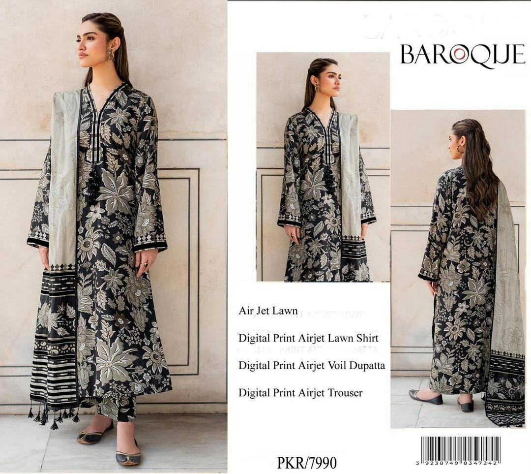 Women's stylish long suit set three pieces digital printed E