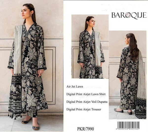 Women's stylish long suit set three pieces digital printed E
