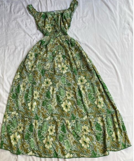 green dress with floral print