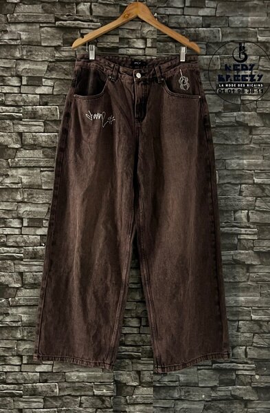 Jean large marron unisexe