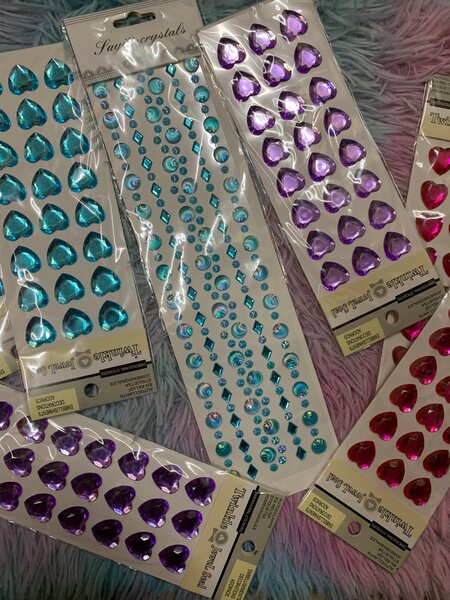 Autocollants Cristaux Coeur Colorés