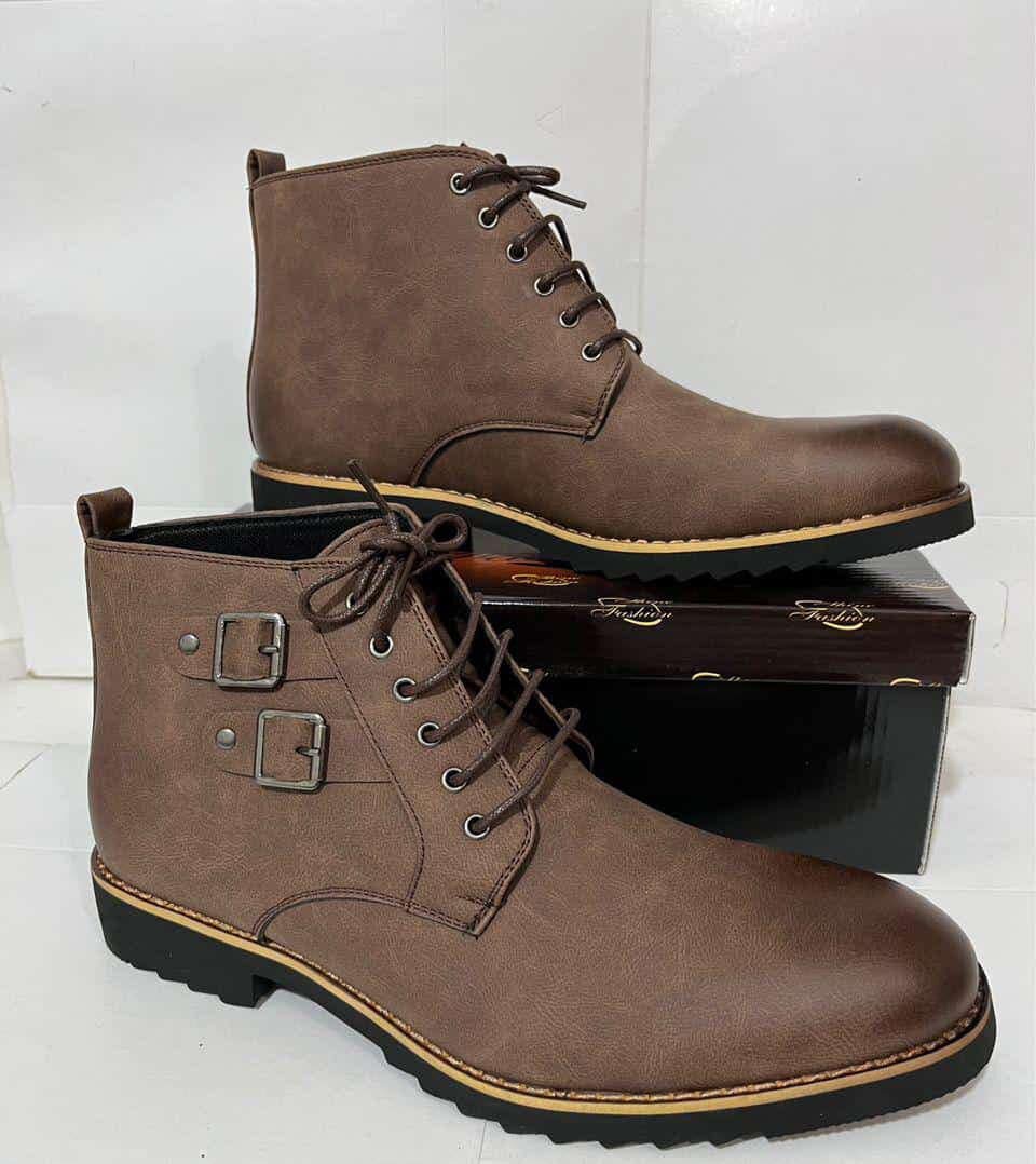 Men's leather boots,brown Sizes: 40-45