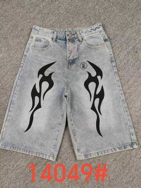 Shorts en jean imprimé tribal