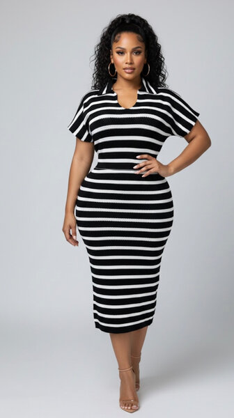 Robe rayée élégante en tricot