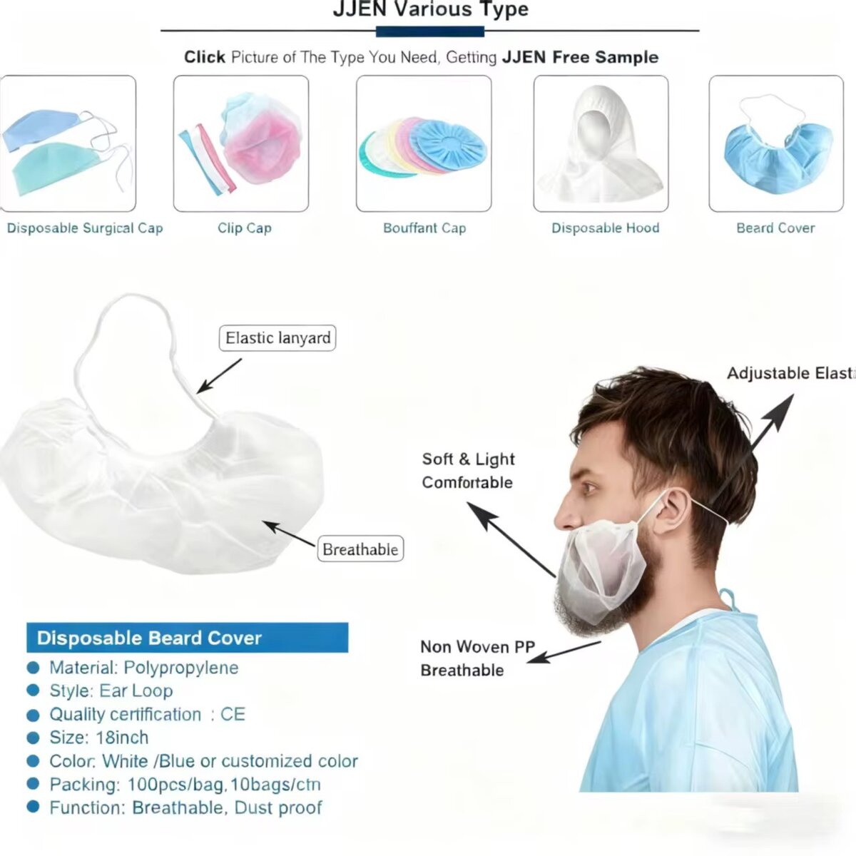 Barbe jetable bleu hygiénique