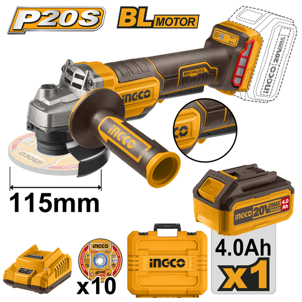 Meuleuse d'angle sans fil 20V Ingco