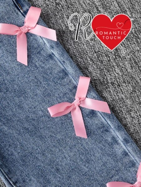 Jeans Fille Nœuds Roses