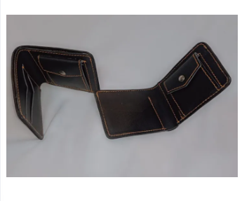 Bifold Men's Leather Wallet,Card holder,coins safety pocket with button