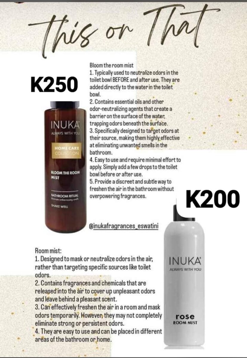 Bathroom mist and room mist