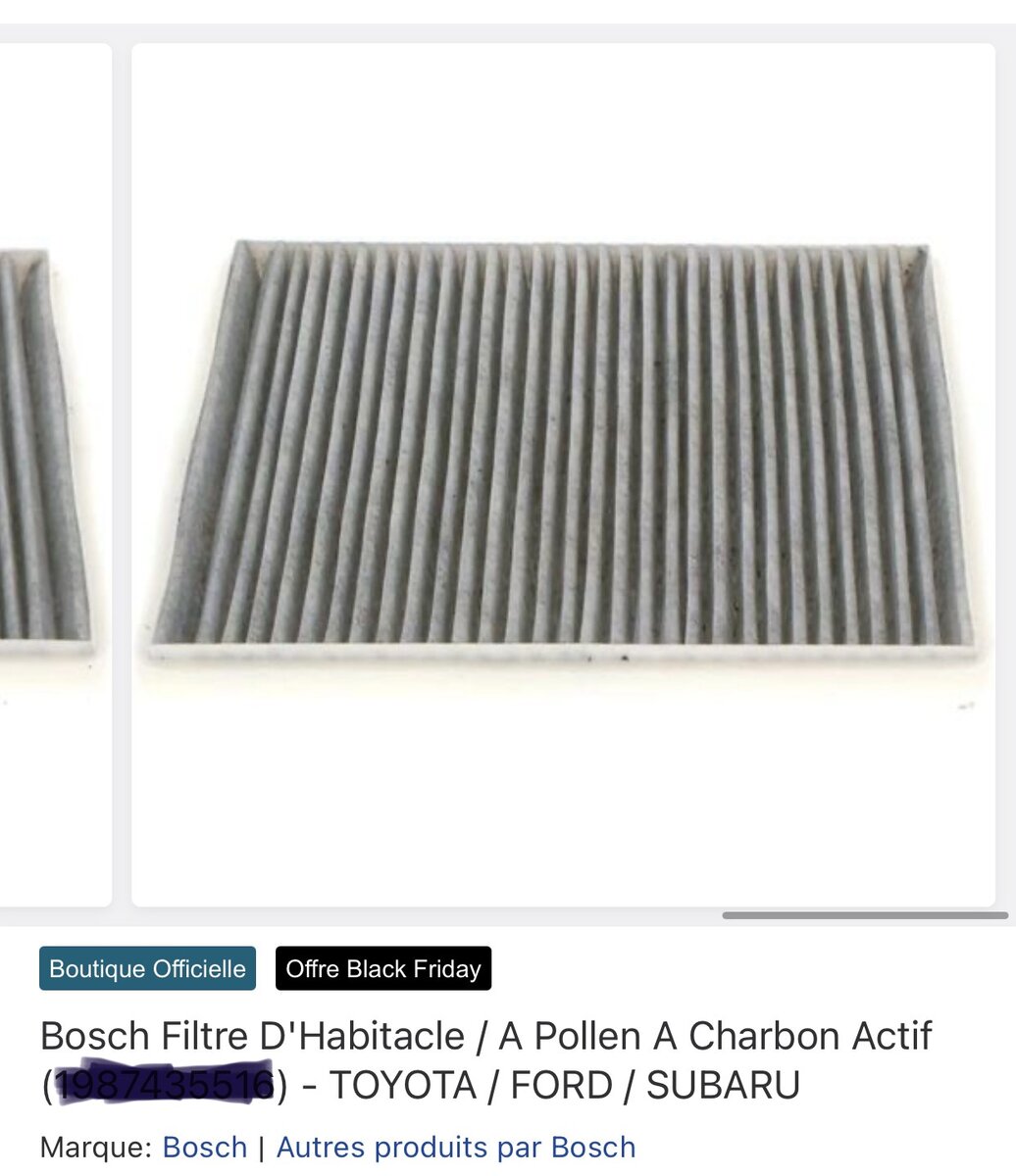 Bosch Filtre Habitacle Charbon Actif