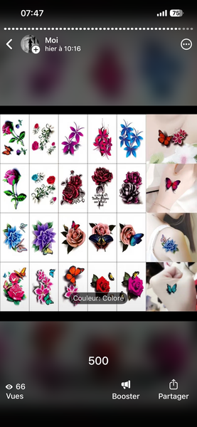 Tatouages éphémères fleurs