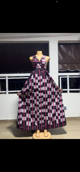 Robe longue élégante à carreaux