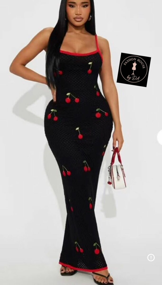 Robe Longue Cerises Élégante