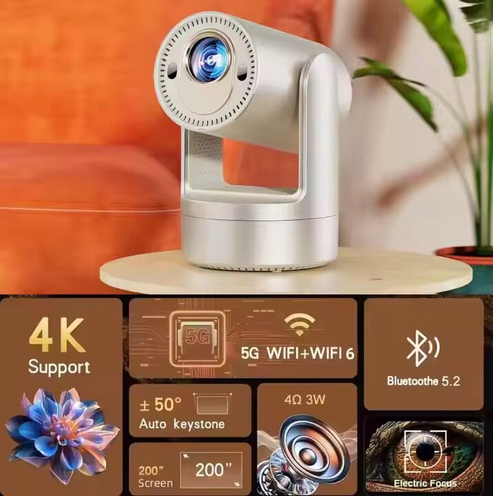 Projecteur Rechargeabl4K Wifi