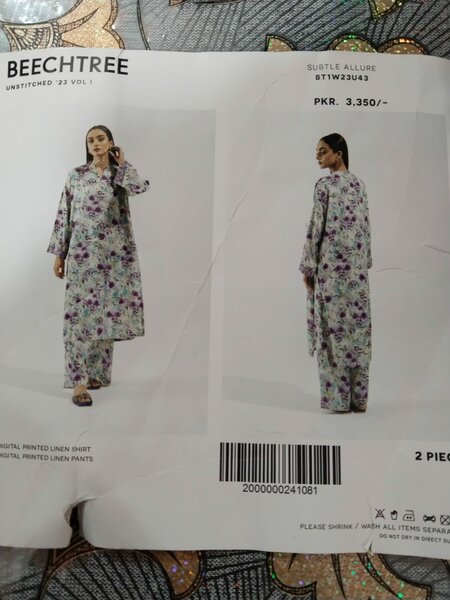 2 piece linen or khaddar dress