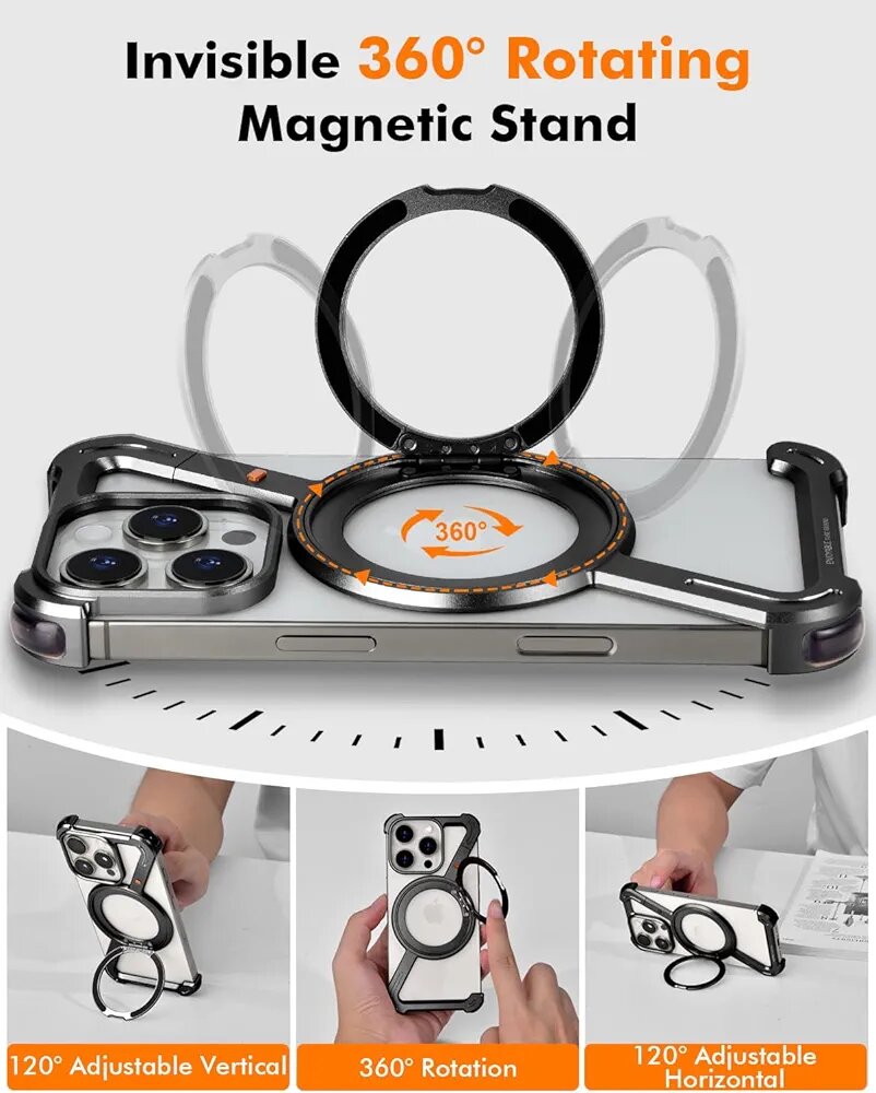 Coque iPhone avec support magnétique rotatif